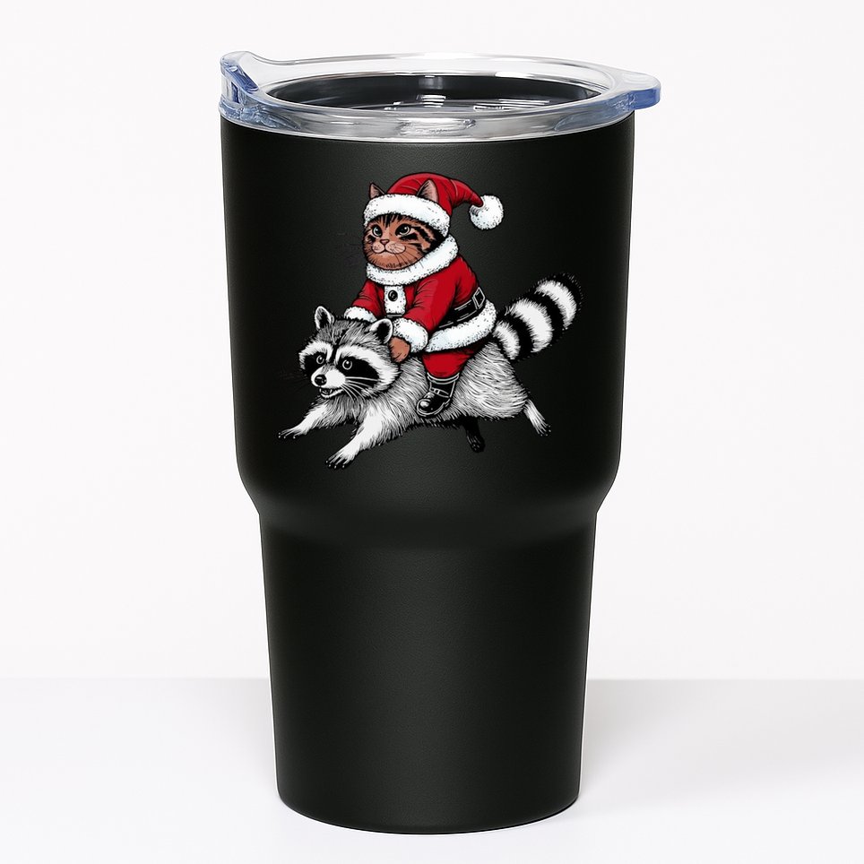Santa Cat Raccoon Funny Christmas Animal Lover Tumbler