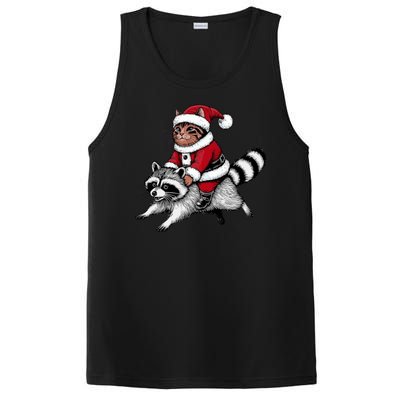 Santa Cat Raccoon Funny Christmas Animal Lover PosiCharge Competitor Tank