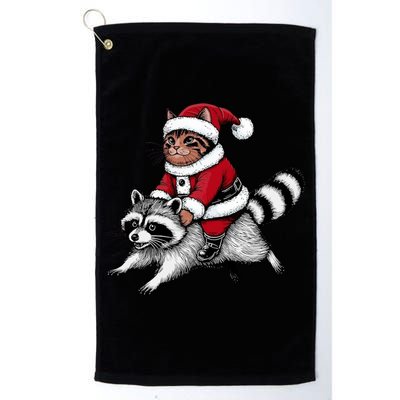 Santa Cat Raccoon Funny Christmas Animal Lover Golf Towel