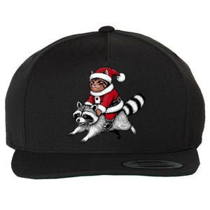 Santa Cat Raccoon Funny Christmas Animal Lover Wool Snapback Cap