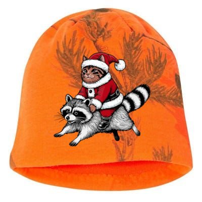 Santa Cat Raccoon Funny Christmas Animal Lover Kati - Camo Knit Beanie