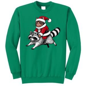 Santa Cat Raccoon Funny Christmas Animal Lover Sweatshirt