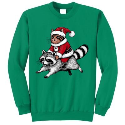 Santa Cat Raccoon Funny Christmas Animal Lover Sweatshirt