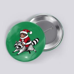 Santa Cat Raccoon Funny Christmas Animal Lover Button