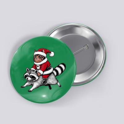 Santa Cat Raccoon Funny Christmas Animal Lover Button