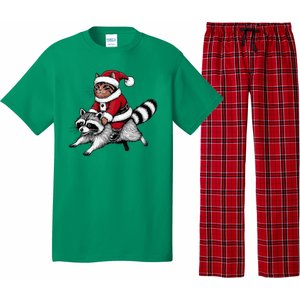 Santa Cat Raccoon Funny Christmas Animal Lover Pajama Set