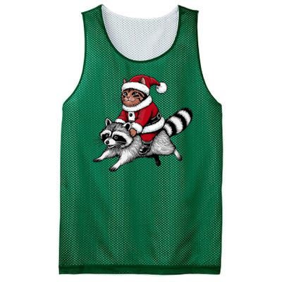 Santa Cat Raccoon Funny Christmas Animal Lover Mesh Reversible Basketball Jersey Tank