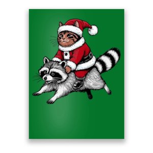 Santa Cat Raccoon Funny Christmas Animal Lover Poster