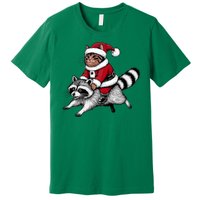 Santa Cat Raccoon Funny Christmas Animal Lover Premium T-Shirt