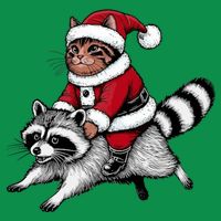 Santa Cat Raccoon Funny Christmas Animal Lover Baby Bodysuit