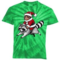 Santa Cat Raccoon Funny Christmas Animal Lover Kids Tie-Dye T-Shirt