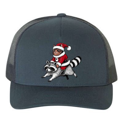 Santa Cat Raccoon Funny Christmas Animal Lover Yupoong Adult 5-Panel Trucker Hat