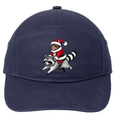 Santa Cat Raccoon Funny Christmas Animal Lover 7-Panel Snapback Hat