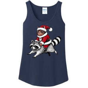 Santa Cat Raccoon Funny Christmas Animal Lover Ladies Essential Tank