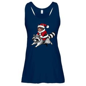 Santa Cat Raccoon Funny Christmas Animal Lover Ladies Essential Flowy Tank