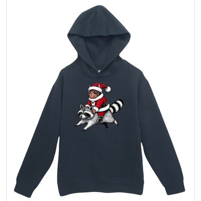 Santa Cat Raccoon Funny Christmas Animal Lover Urban Pullover Hoodie