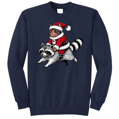 Santa Cat Raccoon Funny Christmas Animal Lover Tall Sweatshirt