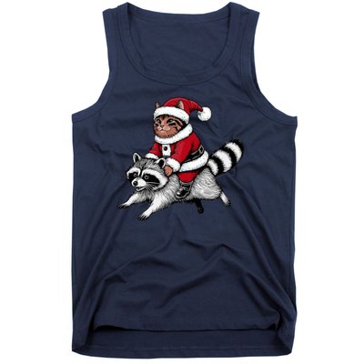 Santa Cat Raccoon Funny Christmas Animal Lover Tank Top