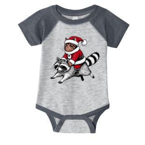 Santa Cat Raccoon Funny Christmas Animal Lover Infant Baby Jersey Bodysuit