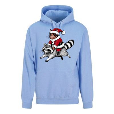 Santa Cat Raccoon Funny Christmas Animal Lover Unisex Surf Hoodie