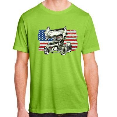 Sprint Car Racing Usa Flag Gift Adult ChromaSoft Performance T-Shirt