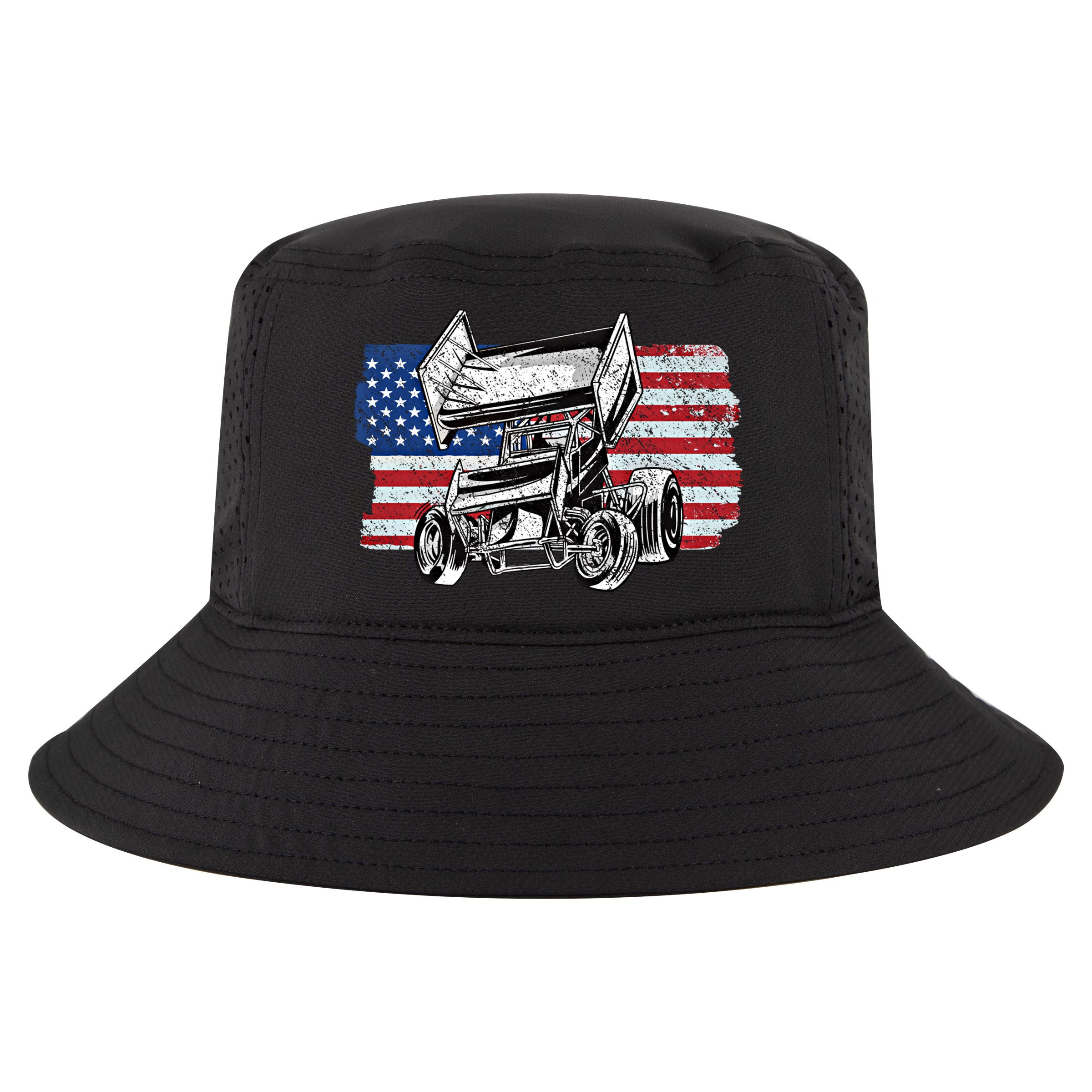 Sprint Car Racing Usa Flag Gift Cool Comfort Performance Bucket Hat