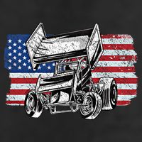Sprint Car Racing Usa Flag Gift 7 Panel Mesh Trucker Snapback Hat