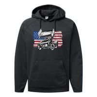 Sprint Car Racing Usa Flag Gift Performance Fleece Hoodie