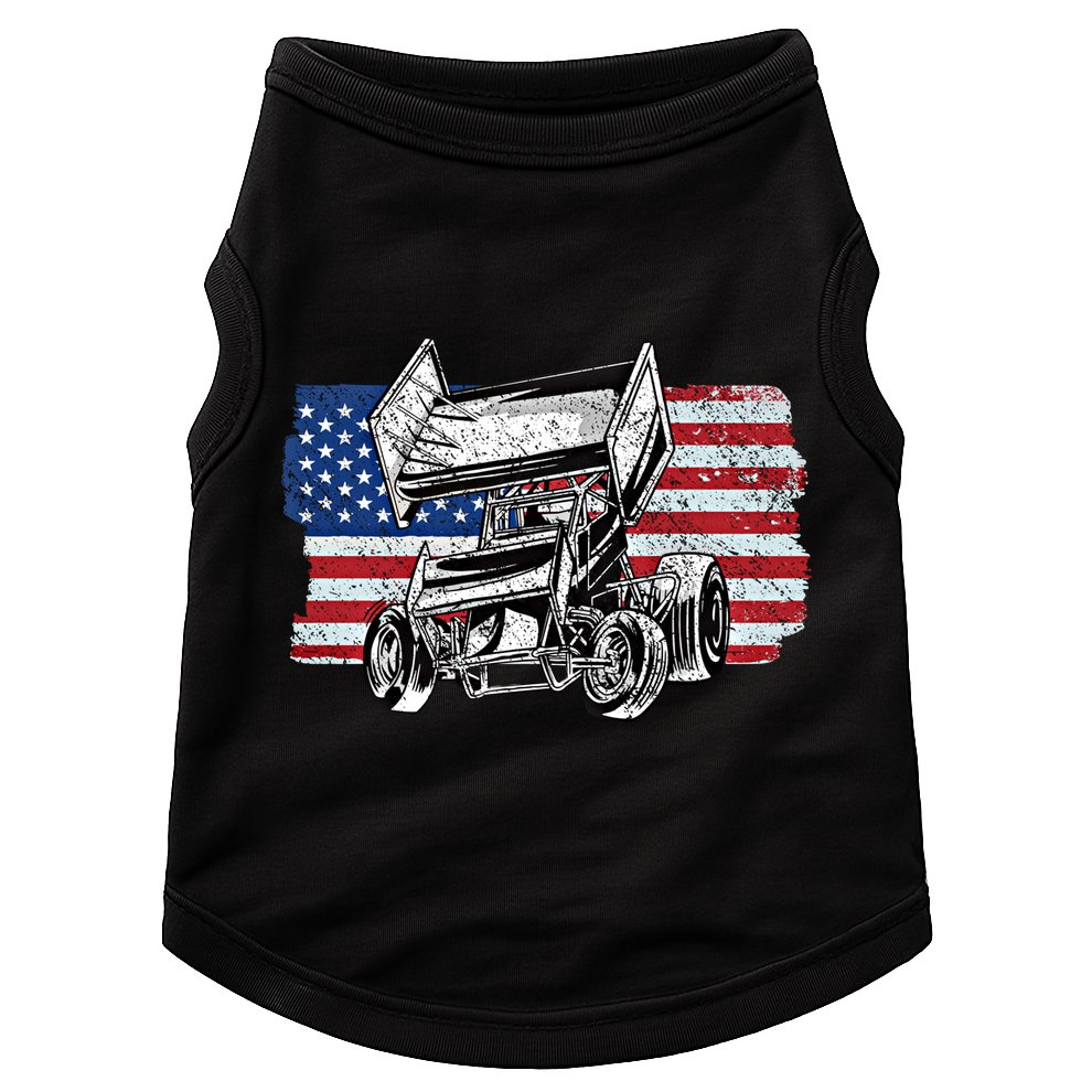 Sprint Car Racing Usa Flag Gift Doggie Tank