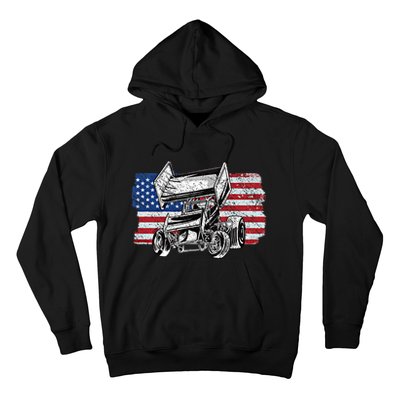 Sprint Car Racing Usa Flag Gift Hoodie