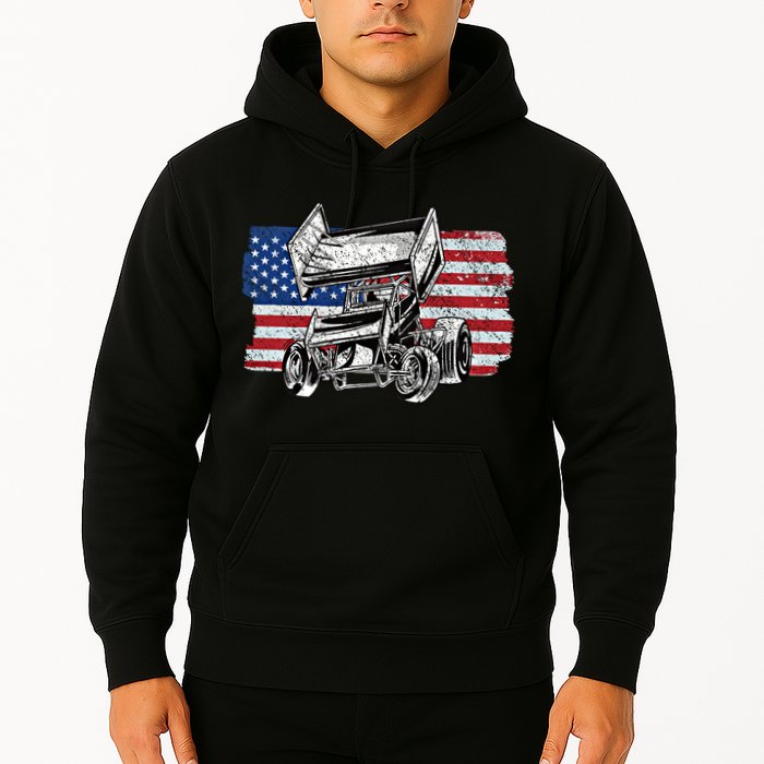 Sprint Car Racing Usa Flag Gift Hoodie