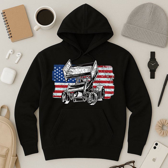 Sprint Car Racing Usa Flag Gift Hoodie