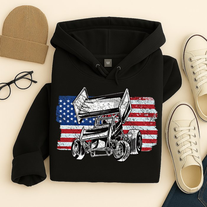 Sprint Car Racing Usa Flag Gift Hoodie