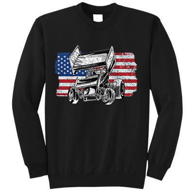 Sprint Car Racing Usa Flag Gift Sweatshirt