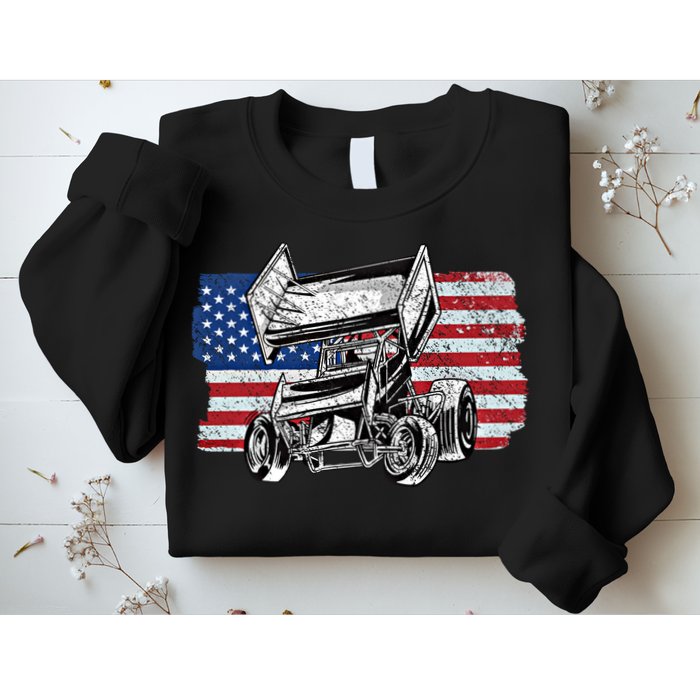 Sprint Car Racing Usa Flag Gift Sweatshirt