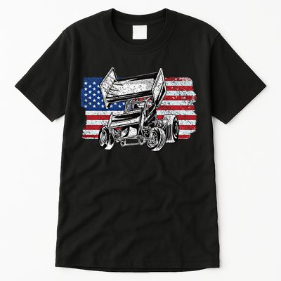 Sprint Car Racing Usa Flag Gift Tall T-Shirt