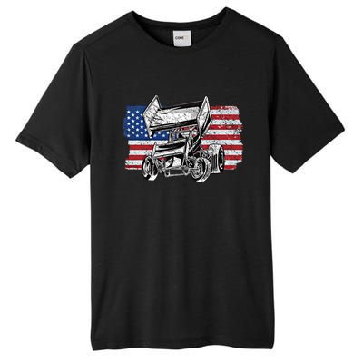 Sprint Car Racing Usa Flag Gift Tall Fusion ChromaSoft Performance T-Shirt