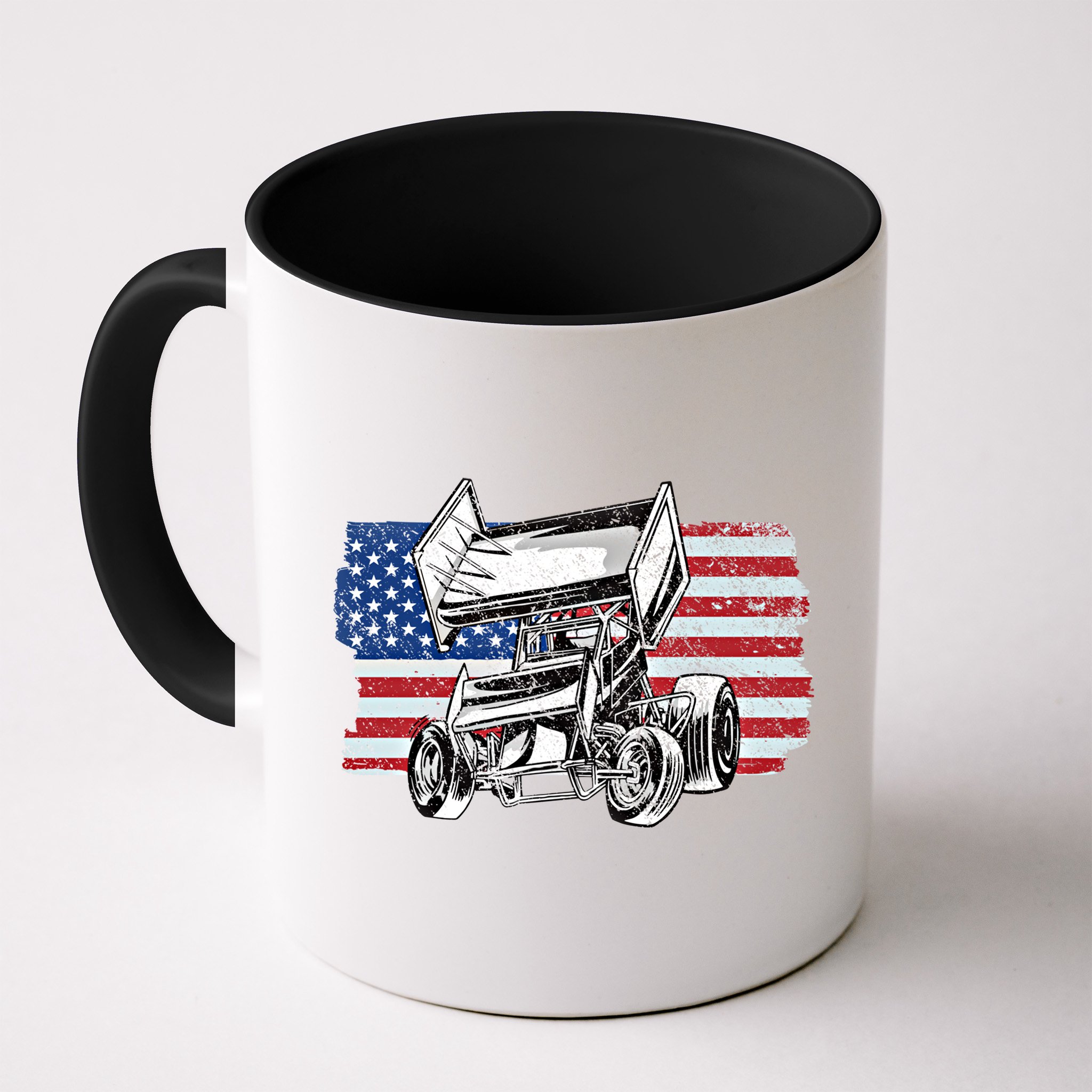 Sprint Car Racing Usa Flag Gift Mug