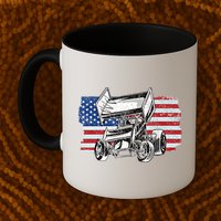 Sprint Car Racing Usa Flag Gift Mug