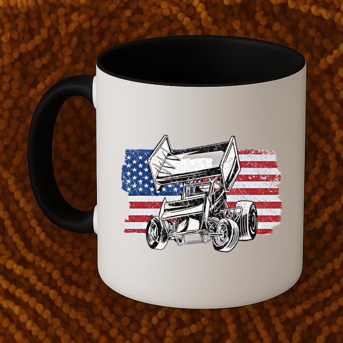 Sprint Car Racing Usa Flag Gift Mug
