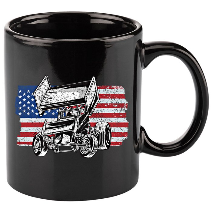 Sprint Car Racing Usa Flag Gift 11oz C Handle Ceramic Mug