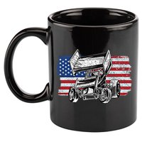 Sprint Car Racing Usa Flag Gift 11oz C Handle Ceramic Mug
