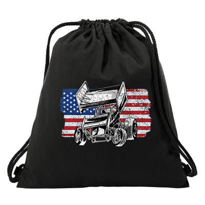 Sprint Car Racing Usa Flag Gift Drawstring Bag