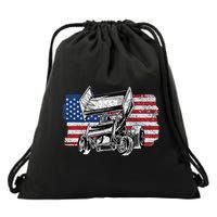 Sprint Car Racing Usa Flag Gift Drawstring Bag