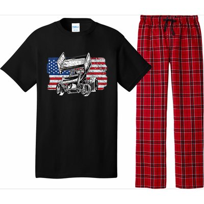 Sprint Car Racing Usa Flag Gift Pajama Set