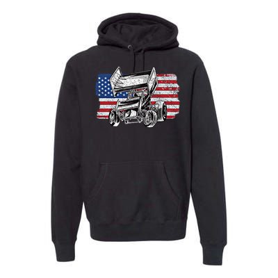 Sprint Car Racing Usa Flag Gift Premium Hoodie