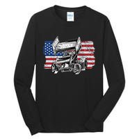 Sprint Car Racing Usa Flag Gift Tall Long Sleeve T-Shirt