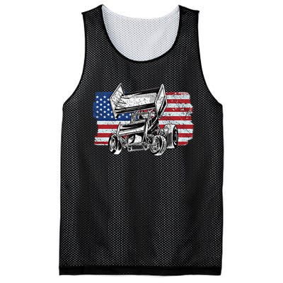 Sprint Car Racing Usa Flag Gift Mesh Reversible Basketball Jersey Tank