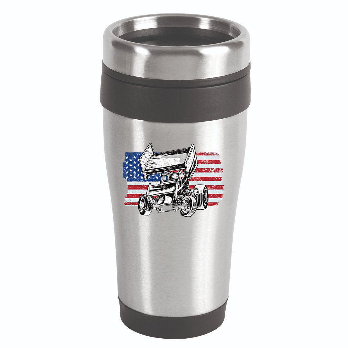 Sprint Car Racing Usa Flag Gift 16oz Travel Tumbler