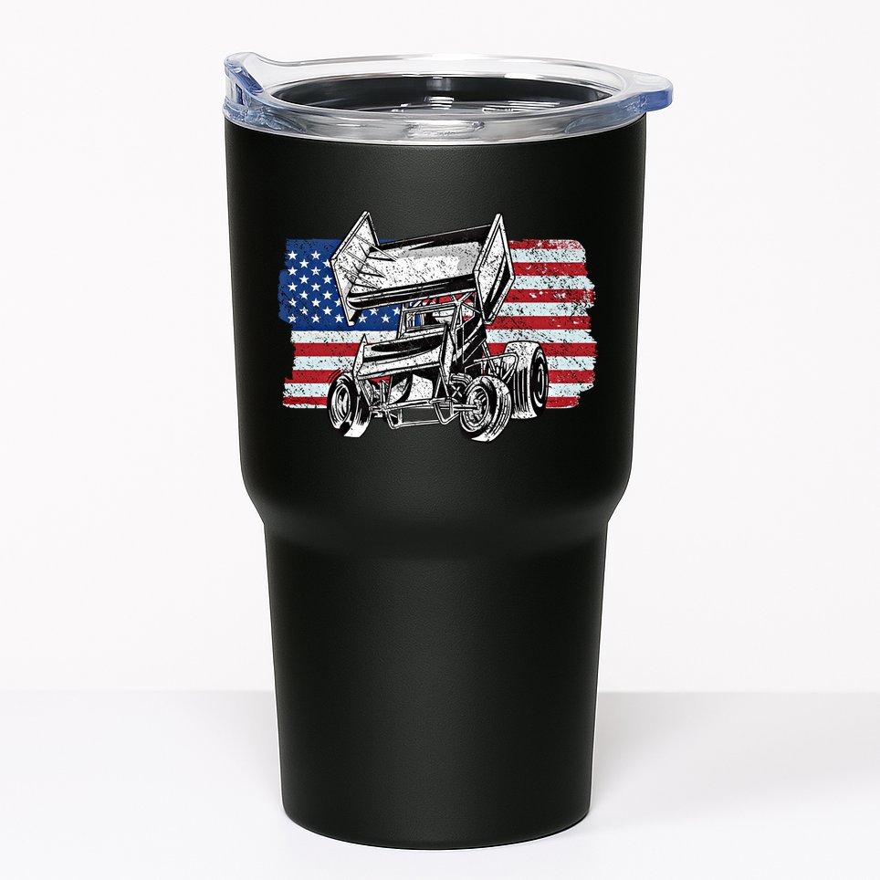 Sprint Car Racing Usa Flag Gift Tumbler